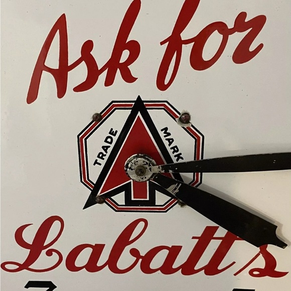 ORIGINAL 1930 PORCELAIN LABATT'S BEER CLOCK Shonbeck Clock Co. Canada - Picture 6 of 13